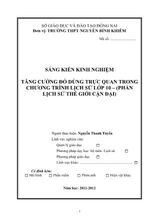 Sáng kiến kinh nghiệm: Tăng cường đồ dùng trực quan trong chương trình lịch sử lớp 10 (Phần lịch sử thế giới cận đại)