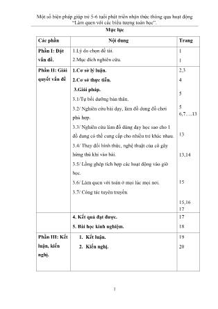 SKKN: Một số biện pháp giúp trẻ 5-6 tuổi phát triển nhận thức thông qua hoạt động “Làm quen với các biểu tượng toán học”