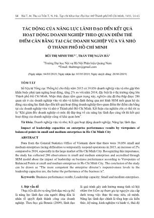 Tác động của năng lực lãnh đạo đến kết quả hoạt động doanh nghiệp theo quan điểm thẻ điểm cân bằng tại các doanh nghiệp vừa và nhỏ ở thành phố Hồ Chí Minh