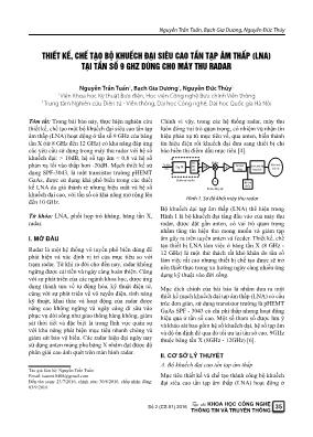 Thiết kế, chế tạo bộ khuếch đại siêu cao tần tạp âm thấp (lNA) tại tần số 9 GHz dùng cho máy thu radar