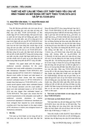 Thiết kế kết cấu bê tông cốt thép theo yêu cầu về hình thành và mở rộng vết nứt theo TCVN 5574-2012 và SP 63.13330-2012