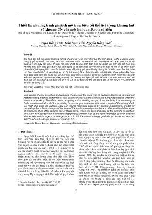 Thiết lập phương trình giải tích mô tả sự biến đổi thể tích trong khoang hút và khoang đẩy của một loại quạt Roots cải tiến