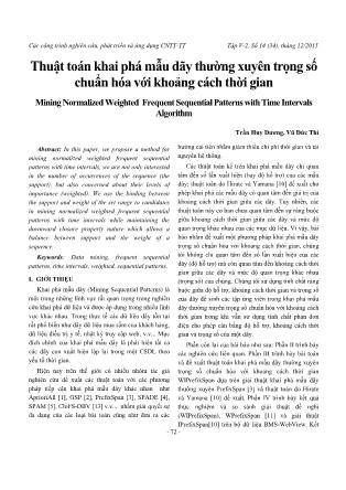 Thuật toán khai phá mẫu dãy thường xuyên trọng số chuẩn hóa với khoảng cách thời gian