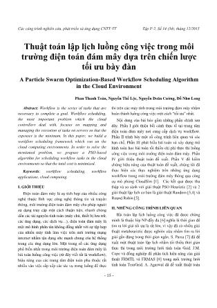 Thuật toán lập lịch luồng công việc trong môi trường điện toán đám mây dựa trên chiến lược tối ưu bày đàn