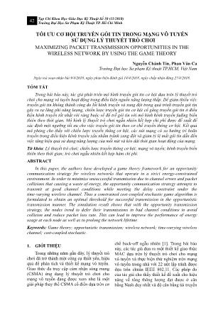 Tối ưu cơ hội truyền gói tin trong mạng vô tuyến sử dụng lý thuyết trò chơi
