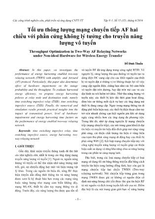 Tối ưu thông lượng mạng chuyển tiếp AF hai chiều với phần cứng không lý tưởng cho truyền năng lượng vô tuyến