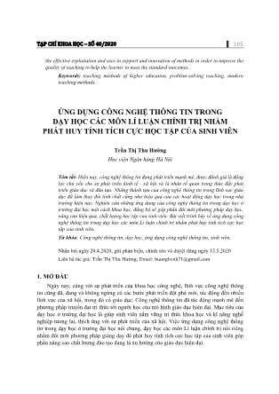 Ứng dụng công nghệ thông tin trong dạy học các môn lí luận chính trị nhằm phát huy tính tích cực học tập của sinh viên