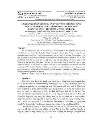 Ứng dụng công nghệ xử lí ảnh viễn thám trên nền tảng điện toán đám mây (GEE) trong theo dõi biến động đường bờ sông-Thí điểm tại sông Cửu Long