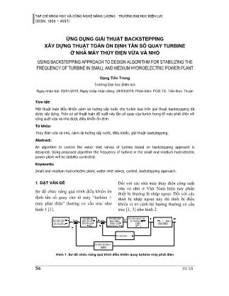 Ứng dụng giải thuật backstepping xây dựng thuật toán ổn định tần số quay turbine ở nhà máy thủy điện vừa và nhỏ