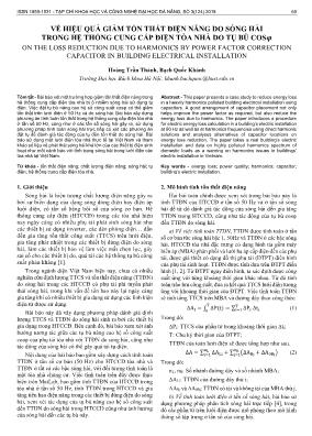 Về hiệu quả giảm tổn thất điện năng do sóng hài trong hệ thống cung cấp điện tòa nhà do tụ bù cos𝝋