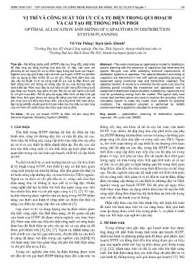 Vị trí và công suất tối ưu của tụ điện trong qui hoạch và cải tạo hệ thống phân phối