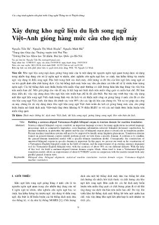 Xây dựng kho ngữ liệu du lịch song ngữ Việt–Anh gióng hàng mức câu cho dịch máy