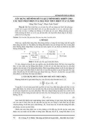 Xây dựng mô hình mô tả quá trình điều khiển cho các máy phát điện của nhà máy thủy điện vừa và nhỏ