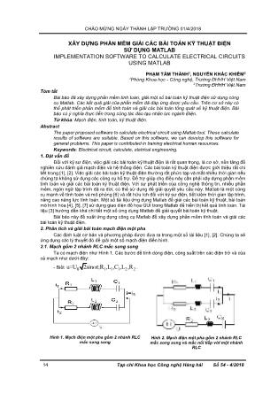 Xây dựng phần mềm giải các bài toán kỹ thuật điện sử dụng Matlab