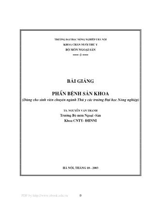 Bài giảng Bệnh sản khoa - Nguyễn Văn Thanh