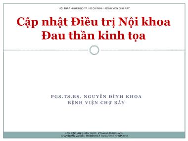 Bài giảng Cập nhật Điều trị Nội khoa Đau thần kinh tọa - Nguyễn Đình Khoa