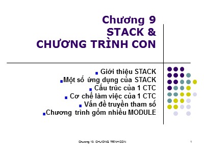 Bài giảng Cấu trúc máy tính - Chương 10: Stack & chương trình con - Ngô Phước Nguyên