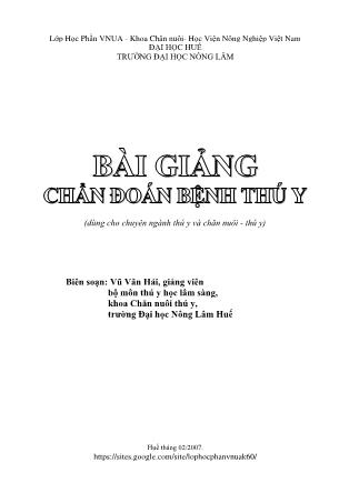 Bài giảng Chẩn đoán bệnh thú y - Vũ Văn Hải