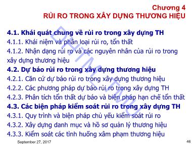 Bài giảng Chiến lược thương hiệu - Chương 4: Rủi ro trong xây dựng thương hiệu - Lê Trung Hiếu