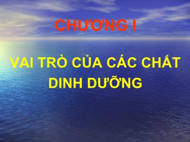 Bài giảng Dinh dưỡng động vật - Chương 1: Vai trò của các chất dinh dưỡng - Phần A: Dinh dưỡng-Nước - Lê Việt Phương