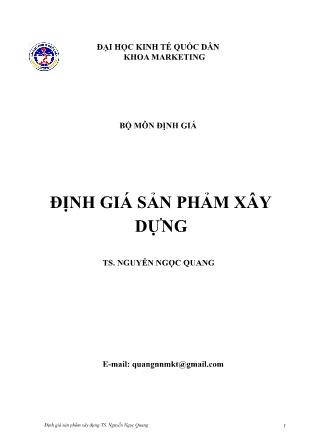 Bài giảng Định giá sản phảm xây dựng - Nguyễn Ngọc Quang