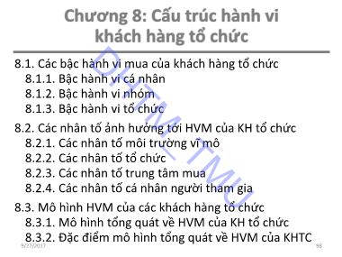 Bài giảng Hành vi khách hàng - Chương 8: Cấu trúc hành vi khách hàng tổ chức