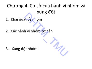 Bài giảng Hành vi tổ chức - Chương 4: Cơ sở của hành vi nhóm và xung đột