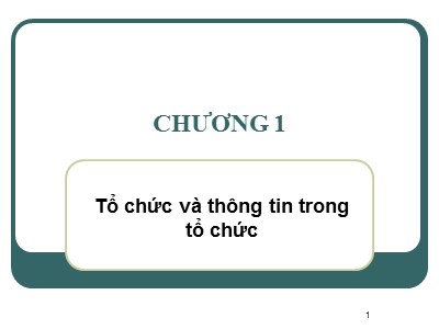 Bài giảng Hệ thống thông tin quản lý - Chương 1: Tổ chức và thông tin trong tổ chức