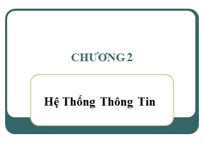 Bài giảng Hệ thống thông tin quản lý - Chương 2: Hệ thống thông tin