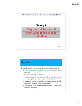 Bài giảng Kế toán tài chính 1 - Chương 1: Tổng quan về kế toán tài chính và hệ thống kế toán Việt Nam