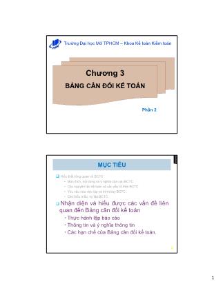 Bài giảng Kế toán tài chính 3 - Chương 3: Bảng cân đối kế toán (Phần 2)