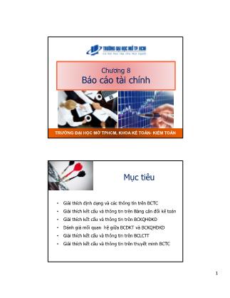 Bài giảng Kế toán tài chính - Chương 8: Báo cáo tài chính