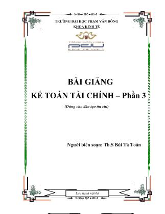 Bài giảng Kế toán tài chính (Phần 3)