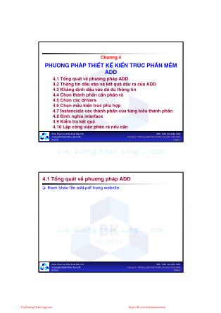 Bài giảng Kiến trúc phần mềm - Chương 4 : Phương pháp thiết kế kiến trúc phần mềm ADD