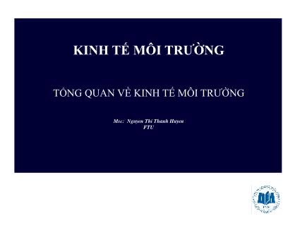 Bài giảng Kinh tế môi trường - Chương 1: Tổng quan về kinh tế môi trường