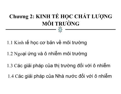 Bài giảng Kinh tế môi trường - Chương 2: Kinh tế học chất lượng môi trường