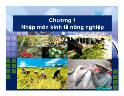 Bài giảng Kinh tế nông nghiệp - Chương 1: Nhập môn kinh tế nông nghiệp