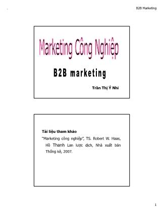 Bài giảng Marketing Công nghiệp - Trần Thị Ý Nhi