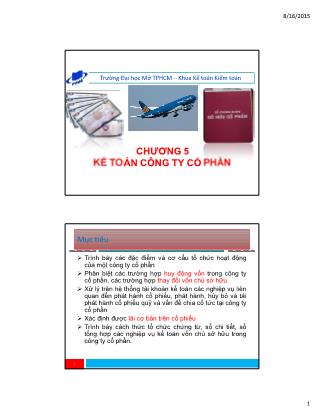 Bài giảng môn Kế toán tài chính 2 - Chương 5: Kế toán công ty cổ phần