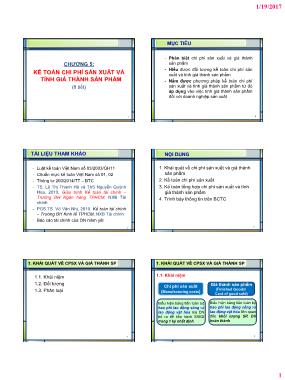 Bài giảng môn Kế toán tài chính - Chương 5: Kế toán chi phí sản xuất và tính giá thành sản phẩm