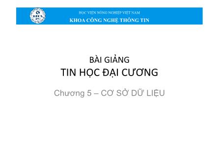 Bài giảng môn Tin học đại cương - Chương 5: Cơ sở dữ liệu