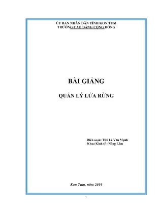 Bài giảng Quản lý lửa rừng - Lê Văn Mạnh