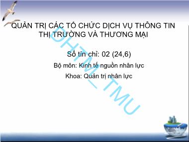 Bài giảng Quản trị các tổ chức dịch vụ thông tin thị trường và thương mại - Chương 1: Tổng quan về quản trị các tổ chức dịch vụ