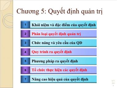 Bài giảng Quản trị học - Chương 5: Quyết định quản trị