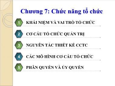 Bài giảng Quản trị học - Chương 7: Chức năng tổ chức