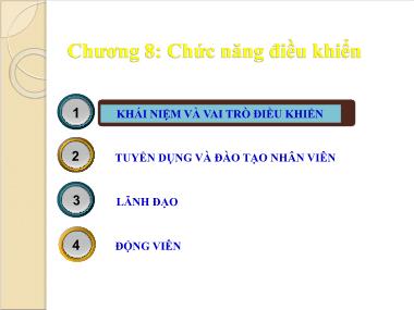 Bài giảng Quản trị học - Chương 8: Chức năng điều khiển