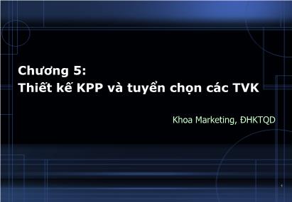 Bài giảng Quản trị kênh phân phối - Chương 5: Thiết kế kênh phân phối