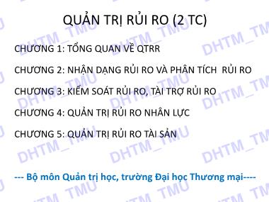 Bài giảng Quản trị rủi ro - Chương 1: Tổng quan về quản trị rủi ro