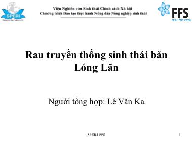 Bài giảng Rau truyền thống sinh thái bản Lóng Lăn - Lê Văn Ka