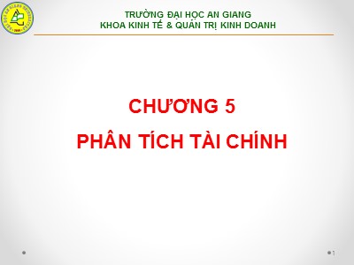 Bài giảng Thiết lập và thẩm định dự án đầu tư - Chương 5: Phân tích tài chính - Phạm Bảo Thạch
